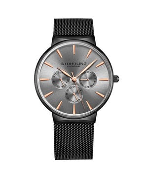 Herren-Quarz-Multifunktionsuhr mit grauem Gehäuse, grauem Zifferblatt und grauem Maschenarmband