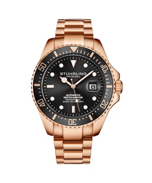 Herren-Automatik-Taucheruhr, goldenes IP-Gehäuse, schwarzes Zifferblatt, goldenes IP-Edelstahlarmband