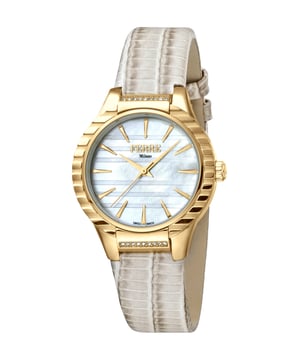 Ferre Milano Ladies White MOP Dial Ivory Leather Strap Watch