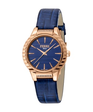 Ferre Milano Ladies D. Blue Dial D. Blue Leather Strap Watch