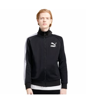 Puma Iconic T7 Herren Trainingsjacke Schwarz Baumwolle. Authentisches Kleidungsstück der Marke Puma - Streetwear/Sportswear-Design von Puma - Puma für Herren, modisch und perfekt für den Alltag - Die schwarze Puma-Jacke lässt sich hervorragend mit dem Rest Ihrer Garderobe kombinieren - Bequemes Baumwollmaterial - Klassisch - Iconic T7 Herren Trainingsjacke -