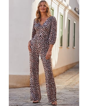 Add to basket immediatelyAnimal print is always a good ideaSuper-flattering V-neck, perfect for all bust sizesBlouson sleeves and wide legs for a standout silhouetteBelt tie cinches you inPair with platforms on your next big night outInside leg to fit: Short 29" | Regular 31" | Long 33"