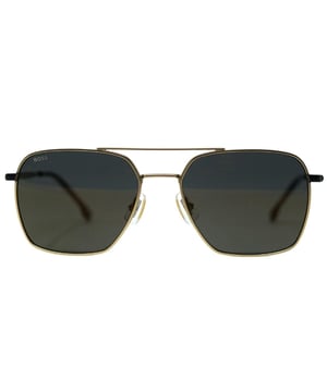 Hugo Boss 1414/S 00NZ JO Gold Sunglasses. The Hugo Boss Gold Sunglass is a stylish and high-quality accessory, with 100% protection against UVA and UVB sunlight and compliance with the British Standard EN 1836:2005. The lens width of 57mm, nose bridge width of 18mm, and arm length of 145mm make for a comfortable fit. The package includes a branded sunglasses case and cleaning cloth. The Hugo Boss 1414/S 00NZ JO Gold Sunglasses are a must-have for anyone looking for a blend of elegance and practicality.. Hugo Boss Gold Sunglass, Lens Width = 57mm, Nose Bridge Width = 18mm, Arm Length = 145mm. Branded Sunglasses Case and Cleaning Cloth Included. 100% Protection Against UVA & UVB Sunlight and Conform to British Standard EN 1836:2005. Hugo Boss 1414/S 00NZ JO Gold Sunglasses
