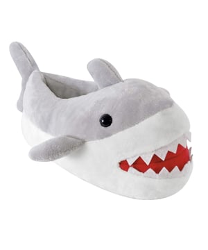 Pantuflas de tiburón para niños - Suela de lunares - Gris y blanco - 4 tallas disponibles - Bonitas y suaves - Cálidas y acogedoras - Diseños en 3D - Microsuede - Antideslizantes - Divertido regalo de Navidad - Acolchadas - Lavables a máquina