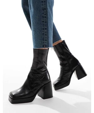 Shoes by ASOS DESIGN Adding to bag in 3, 2, 1? Pull-on style Zip-side fastening Square toe Chunky sole High block heelSold By: Asos