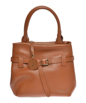 Bolso de mano  
100% cuero de vaca  
Cierre superior con cremallera  
Bolsillo interno con cremallera  
Dimensiones: 21x27x11.5 cm  
Mango: 34 cm  
Correa de hombro: 120 cm  