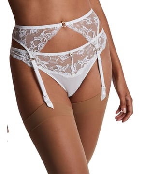 Aubade Kiss Of Love Suspender Belt. Lacey embroidered garter belt with matching bras and breifs available. This product is hand-wash only.