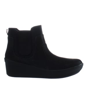 Clarks Step Rose Sun Slip-On Black Synthetic Womens Boots 26145999
