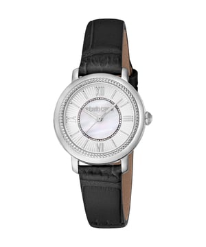 RC5L056L0015 Roberto Cavalli 4894626219238 Reloj de Mujer de Cuarzo Acero Inoxidable Plata y Blanco Concha de Madreperla Correa de Cuero 5 ATM 30 mm
