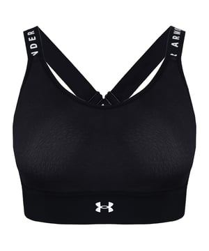 El sujetador deportivo Under Armour Infinity negro para mujer es la combinación definitiva de estilo, sujeción y rendimiento para mujeres activas. Diseñado pensando en la comodidad y la funcionalidad, este sujetador deportivo es perfecto para una gran variedad de actividades atléticas. Estas son las principales características de este sujetador deportivo:

 Diseño elegante y con estilo:  El color negro y el diseño moderno hacen que este sujetador deportivo no sólo sea funcional, sino también elegante. Es lo suficientemente versátil como para llevarlo solo o debajo de tu ropa de entrenamiento.

 Tecnología HeatGear:  La tecnología HeatGear de Under Armour garantiza que el tejido sea ligero, transpirable y aleje la humedad de tu piel, manteniéndote fresca y seca durante los entrenamientos intensos.

 Sujeción media:  Este sujetador deportivo ofrece una sujeción media, por lo que es adecuado para una amplia gama de actividades, desde yoga y pilates hasta entrenamientos de cardio y levantamiento de pesas.

 Ajuste de compresión:  El ajuste de compresión proporciona una sensación ajustada y segura, reduciendo el rebote y garantizando tu comodidad y confianza durante las actividades de alto impacto.

 Diseño Racerback:  El diseño racerback no sólo añade estilo al sujetador deportivo, sino que también ofrece una excelente sujeción y libertad de movimiento para tus hombros y brazos.

 Copas extraíbles:  El sujetador incluye copas acolchadas extraíbles que proporcionan cobertura adicional y personalización de la forma para satisfacer tus preferencias.

 Banda elástica: La banda elástica bajo el pecho ofrece sujeción y estabilidad adicionales, garantizando que el sujetador deportivo se mantenga en su sitio incluso durante los entrenamientos más intensos.

 Tejido transpirable:  El tejido que absorbe la humedad y los paneles de malla mejoran la transpirabilidad, ayudándote a mantenerte fresca y cómoda, incluso durante sesiones intensas de ejercicio.

 Tirantes anchos:  Las anchas correas de los hombros distribuyen la presión uniformemente, reduciendo el riesgo de molestias o rozaduras, incluso durante un uso prolongado.
