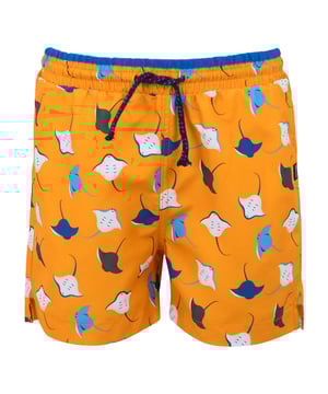 Lining: Mesh. Material: Recycled Plastic. Fabric: Polyester Microfibre. Design: All-Over Print, Stingray. Pockets: 2 Side Pockets. Fastening: Pull-On. Drawstring Hem, UPF 50+. Fabric Technology: Quick Dry, UV Protection. Waistline: Elasticated.