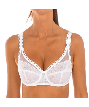 Playtex underwired bra.
 White color
 Made of lace and chiffon, for a feminine and refined style.
 Cups with foam.
 Elastic and adjustable straps.
 Back closure with four position brackets.
 Elastic sides and flower embroidery.
 Seams seen in tone.

 Composition: 82% Polyamide, 18% Elastane

 Handwash.
 - Do not use bleach.
 - Do not use dryer.
 - Do not iron.
 - Do not dry clean.
 Composition: 82% Polyamide, 18% Elastane
 Care:
Handwash.
 - Do not use bleach.
 - Do not use dryer.
 - Do not iron.
 - Do not dry clean.