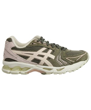 The Asics Gel-Kayano 14 Women's Brown Trainers are a stylish and high-performance choice for women who prioritize both fashion and functionality in their athletic footwear. Here's a detailed description with key features:

 Classic Design with a Modern Twist:  The Gel-Kayano 14 trainers by Asics blend a classic silhouette with modern design elements, offering a unique and fashionable look for active women.

 Premium Materials:  Asics is known for using high-quality materials in their footwear. These trainers are typically constructed from top-tier materials, ensuring both durability and comfort.

 Rich Brown Color:  The trainers come in a rich brown color with subtle accents, providing a warm and distinctive look that pairs seamlessly with various athletic and casual outfits.

 Gel Cushioning Technology:  These trainers often incorporate Asics' signature Gel cushioning technology in the heel, offering exceptional shock absorption. This technology reduces the impact on joints and provides a cushioned and comfortable ride.

 Supportive Midsole:  The midsole is designed to offer excellent support and cushioning, enhancing your overall athletic performance by providing the ideal balance of stability and comfort.

 Secure Lace Closure:  The trainers typically feature a traditional lace-up closure system, allowing for a secure and customizable fit tailored to your foot shape.

 Padded Collar and Tongue:  To ensure comfort and prevent chafing during workouts, the trainers come with a padded collar and tongue.

 Breathable Upper:  The upper of the shoes is usually made from a breathable mesh material, promoting airflow and reducing moisture buildup inside the shoe.

 Durable Outsole:  The outsole is designed to provide excellent traction and durability, ensuring grip and stability on various surfaces.