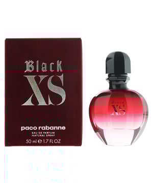 Black XS Eau de Parfum by Paco Rabanne is an oriental woody fragrance for women. Top notes are cranberry pink pepper and tamarind. Middle notes are rose black violet and cacao. Base notes are sandalwood massoia wood and black vanilla. Black XS Eau de Parfum was launched in 2018.