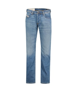 Diesel Jeans Blauwe jeans 98% katoen 2% elastaan ​​Rechte pijpen, merkbadge Diesel merkbadge
