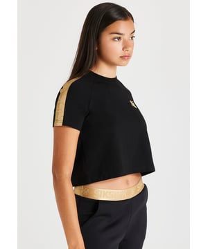inchSikSilk Metallic Taped Raglan Tee  BlackTShirt95% Cotton 5% Elastane inch