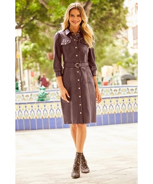 REASONS TO BUY:

The one you just have to buy
Gorgeous butter-soft leather
Luxe gold popper fastening
D-ring belt shows off your waist
On-trend puff sleeves
Style with courts or cool ankle boots