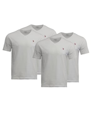 U.S. Polo Assn. 4 PACK V-Ausschnitt - T-Shirt basic, Weiche und bequeme Herren-T-Shirts aus reiner Baumwolle mit V-Ausschnitt und Logo in Rot auf Brusthöhe