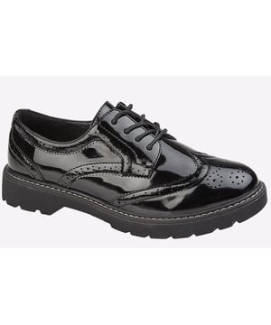 Perfect for work or school, Boulevard deliver these classic Addison black brogues. Designed in a durable synthetic upper in a crisp hi-shine black colourway, and featuring classic punch hole detailing and intricate stitching for increased visual appeal. A durable rubber outsole completes this brogue, making for a sturdy and practical choice.
- Synthetic PU upper
- Classic brogue styling
- Intricate stitch detailing
- Secure 4-hole lace fastening
- Durable TPR Sole