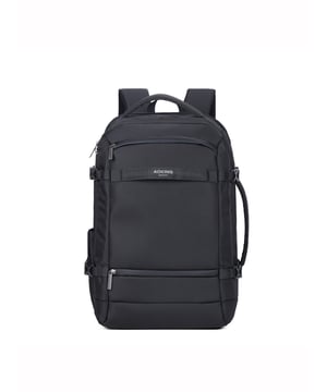 Mochila unisex. El cierre es con cremallera. Los bolsillos internos son uno con cremallera y otro abierto. Los bolsillos externos son dos delanteros con cremallera y uno trasero abierto. Falta la correa para el hombro. El asa es de tela. Hay dos compartimentos internos. El material exterior es poliéster. Internamente está forrado en poliéster. Medidas: 32x15x48 cm. Producto de moda