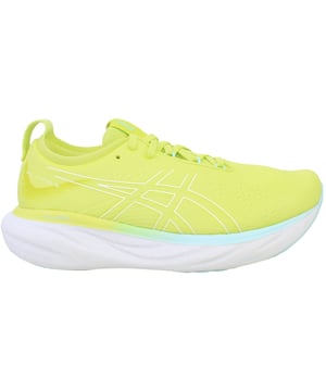 The Asics Gel-Nimbus 25 Men's Yellow Running Shoes redefine comfort and innovation, offering a premium ride for runners seeking cushioning, support, and energy return. With a vibrant yellow design, these shoes combine style and performance seamlessly.
Â 
Key Features:
PureGELâ„¢ Technology: 

Strategically integrated for enhanced shock absorption and smoother landings with every step.


FF BLASTâ„¢ PLUS ECO Cushioning: 

Lightweight, ultra-responsive foam that provides exceptional energy return and a plush underfoot feel.


Engineered Knit Upper: 

Delivers a snug, sock-like fit with excellent breathability and reduced pressure points for all-day comfort.


OrthoLiteâ„¢ X-55 Sockliner: 

Adds an extra layer of cushioning and moisture management for improved in-shoe comfort.


AHARâ„¢ Rubber Outsole: 

Durable rubber ensures reliable grip and longevity, even on high-wear surfaces.


Eco-Friendly Construction: 

Made with recycled materials to minimize environmental impact while maintaining top-tier performance.


Reflective Details:Â 

Boost visibility in low-light conditions, making these shoes suitable for early morning or evening runs.


The Asics Gel-Nimbus 25 Men's Yellow Running Shoes are perfect for runners who prioritize comfort and cushioning, offering a responsive, supportive ride for training sessions, long runs, or everyday wear.