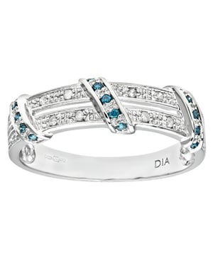 9K (375) White Gold: 1.8gr; # Diamond: 0.04ct; # Blue Diamond: 0.06ct