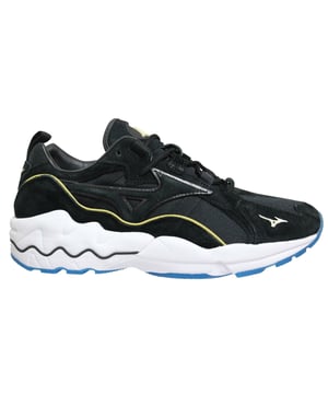 Mizuno Sport Style Wave Rider 1 Black Lace Up Mens Running Trainers D1GA192609
