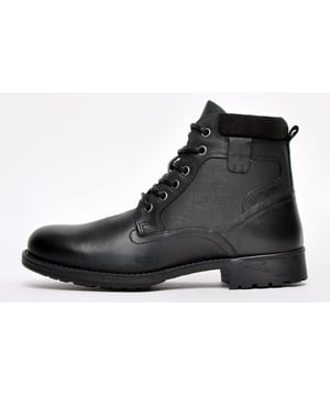 This Red Tape Benson boot is delivered with a premium leather upper and on trend rugged designer styling. A full 6 eyelet lace up closure construction ties in with intricate designer stitch detailing delivering the perfect finishing touch to this great value fashionable leather boot. A durable rugged rubber outsole with a cushioned heel delivers a great feel for all day wear whilst the padded ankle and heel cuff delivers a sumptuous fit and feel. A true must have at this great price and the perfect combination for a smart or casual look.
 - Leather upper
 - Soft lined textile interior
 - 6 eyelet lace closure
 - Comfort padded insole
 - Heel pull tab for easy on / off wear
 - Padded heel and ankle collar
 - Durable rubber outsole