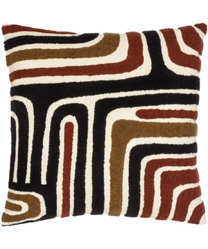 The Abbe cushion showcases eye-catching abstract lines, loop tufted onto 100% cotton fabric for a textured look. The warm tones of the design add a cosy feel, while the knife-edge finish and plain reverse provide a refined touch. This cushion is a stylish and subtle addition to any living space.