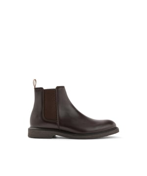 Mens BOSS Tunley Chelsea Boots in brown.- Leather upper.- Pull on construction.- Elasticated side panels.- Pull tab.- Rubber sole.- Ref: 50480357-201
