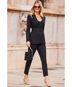 REASONS TO BUY:

Our kind of power dressing
Classic blazer style
Statement belt to show off your waist
Pocket detail
Effortlessly chic with our tuxedo trousers
Add a cami, heels and sparkly earrings
