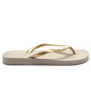Dames Ipanema Anatomica Tan Flip Flops in goud. - Synthetisch bovenwerk. - Handig instapmodel. - Tussenruimte ontwerpin. - Duurzame en slijtvast synthetische constructie. - Ipanema stoep patroon in reliëf over het geheel. - Contrasterend logo op de band. - Anatomica voetbed. - Synthetisch bovenwerk, voering en zool. - Ref: 8103023097