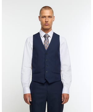 Two-Tone, Button fastening, V hem, Front welt pockets, Lined, Adjustable back fastening, Skinny fit, Our model wears a UK 40R and is 185.5cm/6'1'' tall, Made with at least 30% recycled material