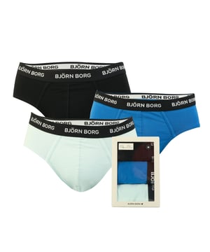 Pack de 3 calzoncillos ajustados de algodón Stretch para hombre Bjorn Borg en multicolor.- Cintura elástica con marca.- Suave algodón elástico.- Ajuste perfecto.- 95% algodón, 5% elastano.- Ref: 10001271MP003- XS = 30in- S = 32in- M = 34 5in- L = 37in- XL = 39 5in- XXL = 41 5inLamentamos informar que la ropa interior no es retornable debido a razones de higiene.