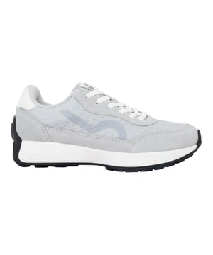 Upper: Mesh, Synthetic. Lining: Synthetic. Midsole: Cushioned, EVA (Ethyl Vinyl Acetate), Shock Absorbing. Outsole: Synthetic, Traction Grip. Breathable, Pull Tab, Synthetic Suede Mudguard. Flat. Cut: Low. Design: Contrast Detail, Logo. Toe Style: Round. Fastening: Lace Up.