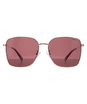 Die Polaroid Square Womens Gold Burgundy Violet Polarized PLD 4158/G/S/X Sonnenbrille ist eine perfekte Mischung aus Stil und leistungsstarkem Augenschutz, ideal für modebewusste Menschen. Diese Sonnenbrille verfügt über einen modernen, quadratischen Rahmen, der jedem Look einen Hauch von zeitgenössischer Eleganz verleiht. Die fortschrittlichen polarisierten Gläser reduzieren effektiv Blendeffekte und verbessern die visuelle Klarheit, was sie perfekt für verschiedene Outdoor-Aktivitäten macht.