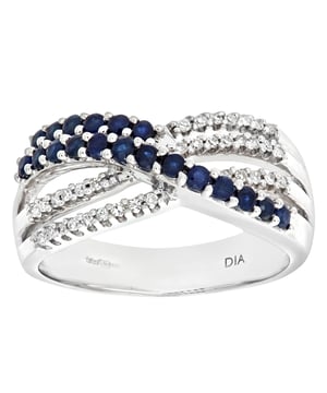 Oro blanco de 9 quilates (375): 1 gr; # Diamante: 0,14 ct; # Zafiro: 0,6ct