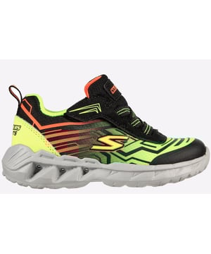 Brighten up your style in lightweight athletic comfort with the Skechers Magna-Lights - Maver shoe. This light-up trainer features a mesh and synthetic upper with a stretch-laced front.
- Light-up shock-absorbing midsole- Lightweight slip-on style sneaker design- Breathable mesh and synthetic upper- Cushioned comfort insole- Hook and loop front closure and stretch-laced panel- Flexible traction outsole