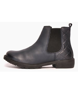 These Catesby England Juniper ankle boots have been constructed in a premium leather and feature a mid-cut boot style with elasticated gussets to the side for easy slip on wear and the upmost in comfort. A soft lining and cushioned footbed provide added comfort for your feet for all day wear, and the rubber outsole features a textured tread that is highly durable and provides grip on a wide variety of surfaces, making them the perfect choice for upcoming seasons.
 - Premium leather upper
 - Quilted / stitched real quarter
 - Slip on design equipped with a pull tab
 - Cushioned insole
 - Highly durable outsole
 - Slight raised heel
 - Catesby England branding
