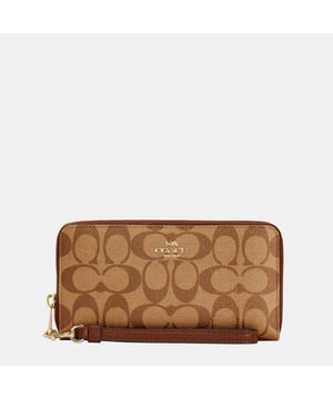 LONG ZIP AROUND WALLET IN SIGNATURE CANVAS Length 19.0cm,  Width 2.5cm, Height 10.0cm