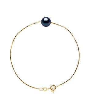 Armband Echt Gekweekte Pearl Zoetwater 8-9mm Ronde - Kwaliteit AAAA + - Colori BLACK TAHITI - Lengte 18 cm - Ketting Venetiaanse Yellow Gold 375 duizendste - 2 jaar garantie op fabricagefouten - Wordt geleverd in een koffer met een Certificaat van Echtheid en een internationale garantie - Al onze juwelen zijn gemaakt in Frankrijk.