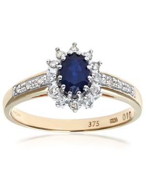 9K (375) Yellow Gold: 4.9gr; # Diamond: 0.1ct; # Sapphire: 0.52ct