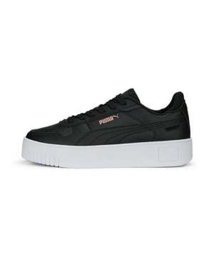 PRODUCT STORY: Streetwear-inspired design and a slightly elevated platform make these Carina's perfect for everyday outfits. FEATURES & BENEFITS: SOFTFOAM+: Step-in comfort sockliner designed to provide soft cushioning thanks to its extra thick heel; Recycled Content: The upper of this shoe is made with at least 20% recycled materials as a step toward a better future DETAILS: Leather upper; Rubber midsole; Rubber outsole; PUMA Formstrip on the medial and lateral sides; PUMA Cat Logo on the heel