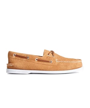 Sperry A/O 2-Eye Men's Brown Shoes, a classic and timeless footwear choice designed to provide both style and comfort for your everyday adventures. Crafted with precision and attention to detail, these shoes are the epitome of Sperry's renowned craftsmanship. Here's a detailed description of the key features that make these shoes stand out:

 Premium Material:  The Sperry A/O 2-Eye shoes are constructed with high-quality leather, ensuring durability and longevity. The rich brown hue adds a touch of sophistication, making them suitable for various occasions.

 Authentic 2-Eye Design:  True to Sperry's iconic style, these shoes boast a classic 2-eyelet lacing system. The rawhide leather laces not only offer a secure fit but also contribute to the timeless appeal of the shoes.

 Non-Marking Rubber Outsole:  Designed for traction and stability, the non-marking rubber outsole features razor-cut Wave-Siping™ technology. This unique pattern enhances grip on wet and dry surfaces, providing reliable footing on the deck or any urban terrain.

 Hand-Sewn Construction:  Each pair of Sperry A/O 2-Eye shoes is meticulously hand-sewn by skilled artisans, ensuring superior craftsmanship and attention to detail. This traditional method not only adds an authentic touch but also enhances the shoe's overall quality.

 360° Lacing System:  The shoes feature a 360-degree lacing system that ensures a custom and secure fit. This allows you to adjust the tension of the laces according to your preference, providing maximum comfort throughout the day.

 Shock Absorption and Comfort:  The shoes come equipped with an EVA heel cup that provides shock absorption and cushioning, minimizing the impact on your feet during long hours of wear.