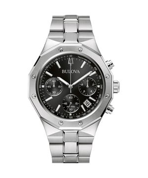 This Bulova Precisionist Chronograph Watch for Men is the perfect timepiece to wear or to gift. It's Silver 44 mm Round case combined with the comfortable Silver Stainless steel watch band will ensure you enjoy this stunning timepiece without any compromise. Operated by a high quality Quartz movement and water resistant to 10 bars, your watch will keep ticking. This high quality watch is an incredible eye-catching Men's watch This Chronograph watch has a calendar function: Date , Stop Watch , Luminous Hands , Luminous Numbers and Tachymeter This high quality watch is an incredible eye-catching Women watch The Analogue watch has a Swiss Made movement Case diameter: 44 mm,case thickness: 11 mm, case colour: Silver and dial colour: Black
