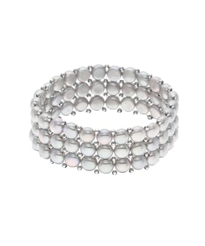 Armband 3 Reihen aus echten Süßwasserperlen – 4 mm – FARBE PERLGRAUE NATÜRLICHE PERLE – Länge verstellbar von 14 bis 18 cm – Lieferung mit Echtheitszertifikat und internationaler Garantie – HERGESTELLT IN FRANKREICH