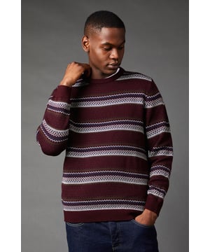 Classic Fairisle pattern for timeless appeal
        Crew neck design for versatile layering
        Ribbed cuffs and hem for a snug fit
        Horizontal stripe detailing adds visual interest
        Relaxed fit for comfortable everyday wear
    
    Embrace the charm of traditional knitwear with this Fairisle pattern crew neck jumper. Perfect for the man who appreciates classic style with a modern twist, this jumper offers both warmth and style for the cooler months. The horizontal stripes and intricate pattern work together to create a visually appealing piece that's easy to style. Pair it with your favourite jeans and trainers for a casual pub outing with mates, or dress it up with chinos and brogues for family gatherings. The versatile design makes it an excellent choice for weekend walks in the countryside or cosy nights in. Machine washable at 30 degrees, this jumper is as practical as it is stylish, ensuring you look put-together with minimal effort. Whether you're cheering on your team at a sports match or enjoying a casual dinner out, this Burton jumper is sure to become a go-to in your autumn and winter wardrobe.