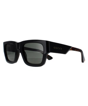 Gucci Square Mens Black with Havana Grey GG1668S  Sunglasses feature a modern, square frame design that exudes confidence and contemporary elegance, perfect for both casual and upscale settings. The temples are adorned with Gucciâ€™s signature double-G logo, a hallmark of the brandâ€™s storied heritage and commitment to superior craftsmanship. With lenses that provide optimal UV protection, the GG1668S model ensures wearers enjoy both style and comfort.