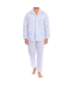 Kisses&Love long sleeve pajamas and long pants.
 Shirt with main button closure.
 Long pants with elastic waistband adjustable with a button.
 Side open pockets.
 Seams seen in tone.
 Composition: 100% cotton
 Care:
Wash at maximum temperature 30º.
 Do not use bleach.
 Do not use dryer.
 Do not iron.