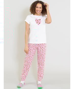 Staying in-in is the new going out-out and these cuffed Lyme loungers would be happy to accompany you! In Kite's original strawberry dream print, these full-length loungers (that cleverly work on any leg length) can be paired with many of their comfy and casual tops. Made in an organic cotton fabric with a little bit of stretch and with a deep elasticated waistband, their comfort, quality and sustainability is hard to beat.